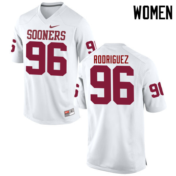 Women Oklahoma Sooners #96 Dalton Rodriguez College Football Jerseys Game-White - Click Image to Close